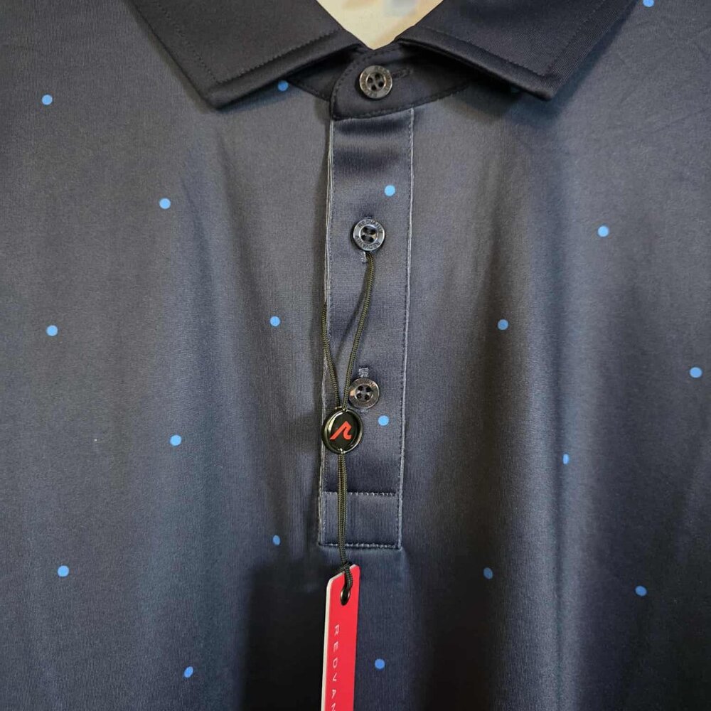 NWT Redvanly Athletic Luxury Ramey Polka Dot Polo Dark Blue - Picture 8 of 8
